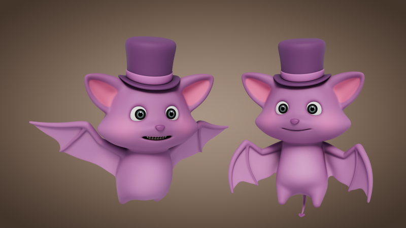 Rigged Cartoon Bat 3D Model .c4d .max .obj .3ds .fbx .stl .blend 