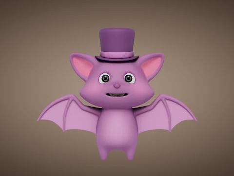 Rigged Cartoon Bat 3D Model