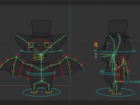 Rigged Cartoon Bat 3D Model