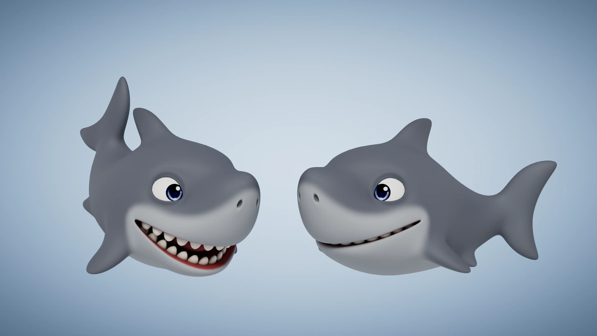 Rigged Cartoon Shark 3D Model .c4d .max .obj .3ds .fbx .stl .blend 