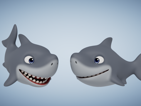 Rigged Cartoon Shark Model 3D