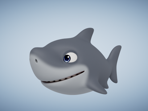 Rigged Cartoon Shark 3Dモデル