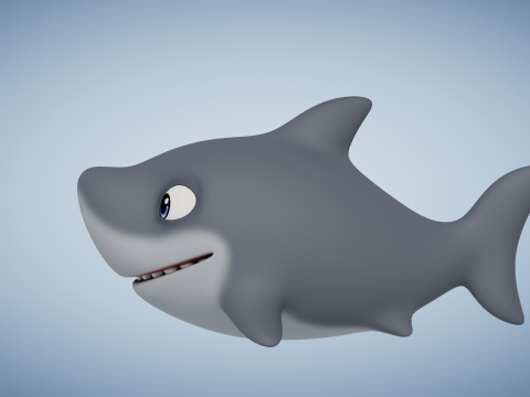 Rigged Cartoon Shark 3Dモデル
