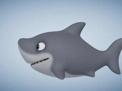 Rigged Cartoon Shark 3D Model
