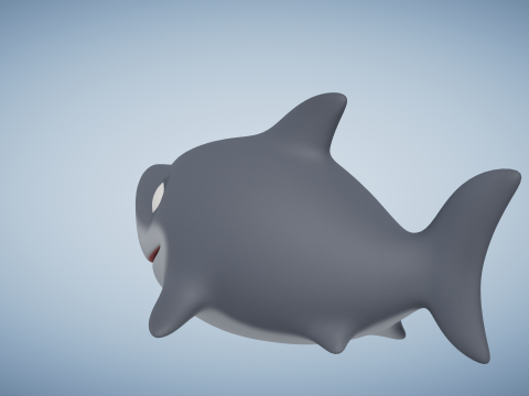 Rigged Cartoon Shark 3Dモデル