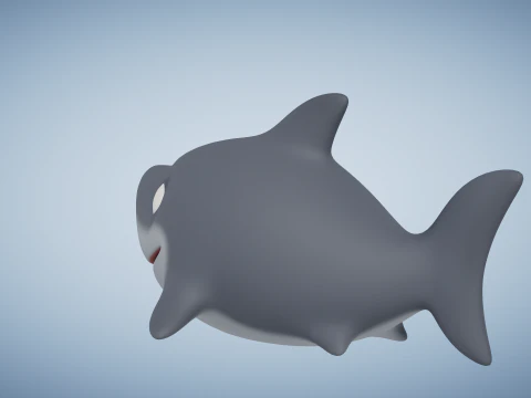 Rigged Cartoon Shark 3D Model