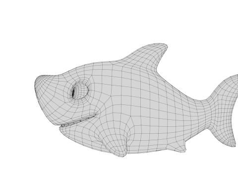 Rigged Cartoon Shark 3D Model