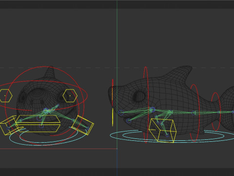 Rigged Cartoon Shark 3Dモデル