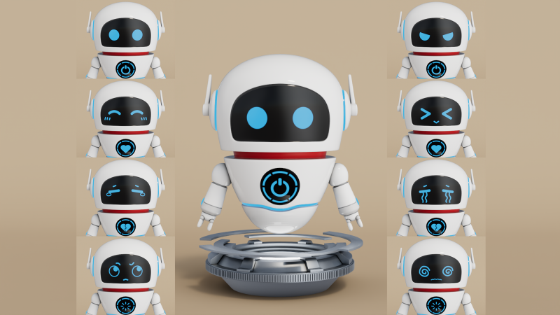 Rigged Cartoon Robot 3D Model .c4d .max .obj .3ds .fbx .stl .blend 