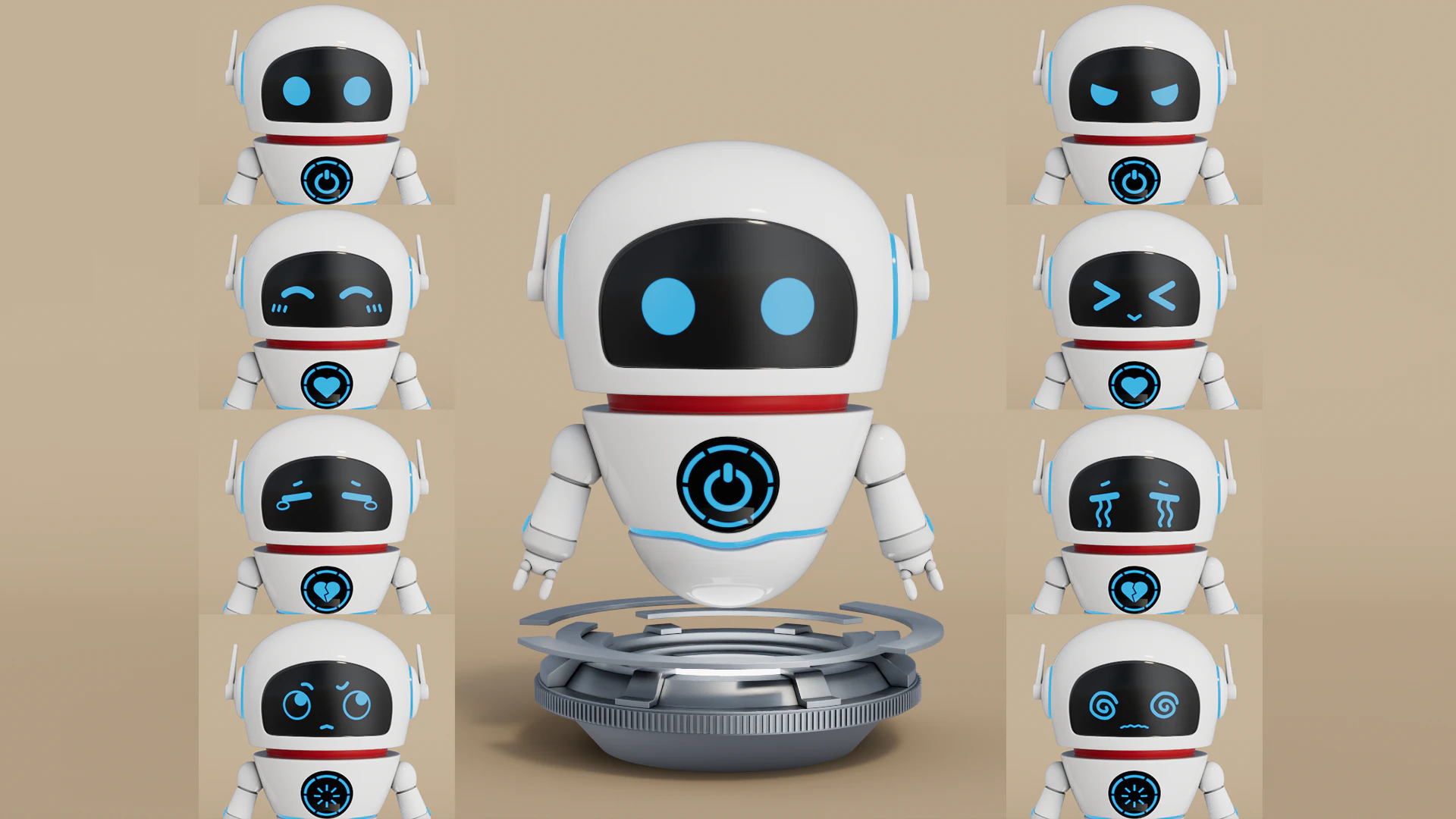 Rigged Cartoon Robot 3D Model .c4d .max .obj .3ds .fbx .stl .blend 