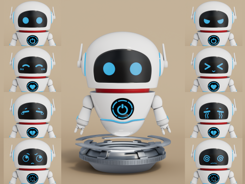 Rigged Cartoon Robot 3D Model