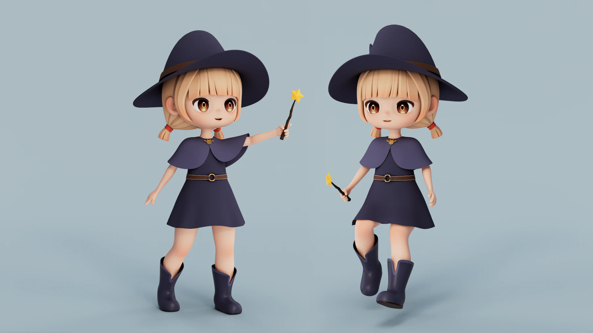 Rigged Cartoon Witch 3D Model .c4d .max .obj .3ds .fbx .stl .blend 
