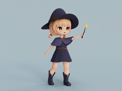 Rigged Cartoon Witch 3D 模型