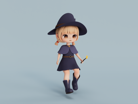 Rigged Cartoon Witch 3D 模型