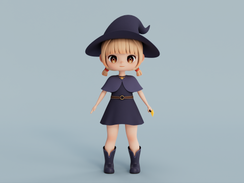 Rigged Cartoon Witch 3D 模型