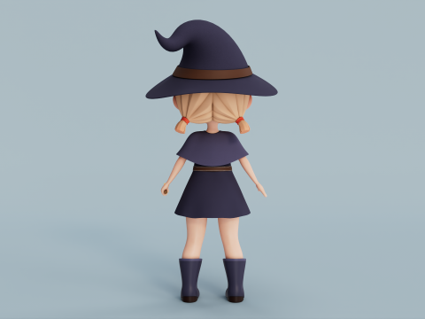 Rigged Cartoon Witch 3D 模型