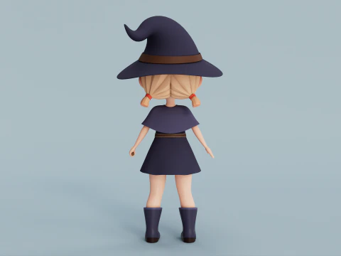 Rigged Cartoon Witch 3D Model