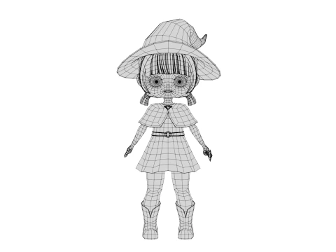 Rigged Cartoon Witch 3D Model