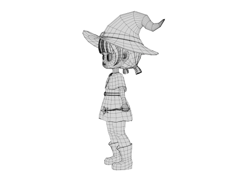 Rigged Cartoon Witch 3D Model