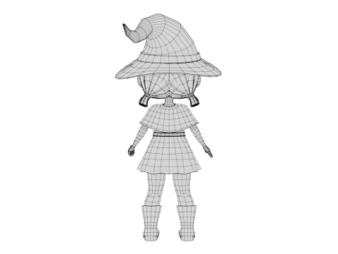 Rigged Cartoon Witch 3D Model