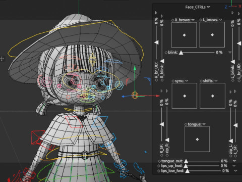 Rigged Cartoon Witch 3D 模型