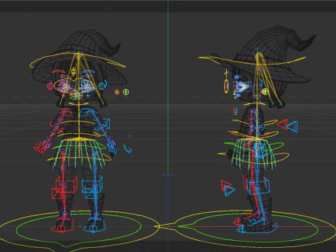 Rigged Cartoon Witch 3D Model
