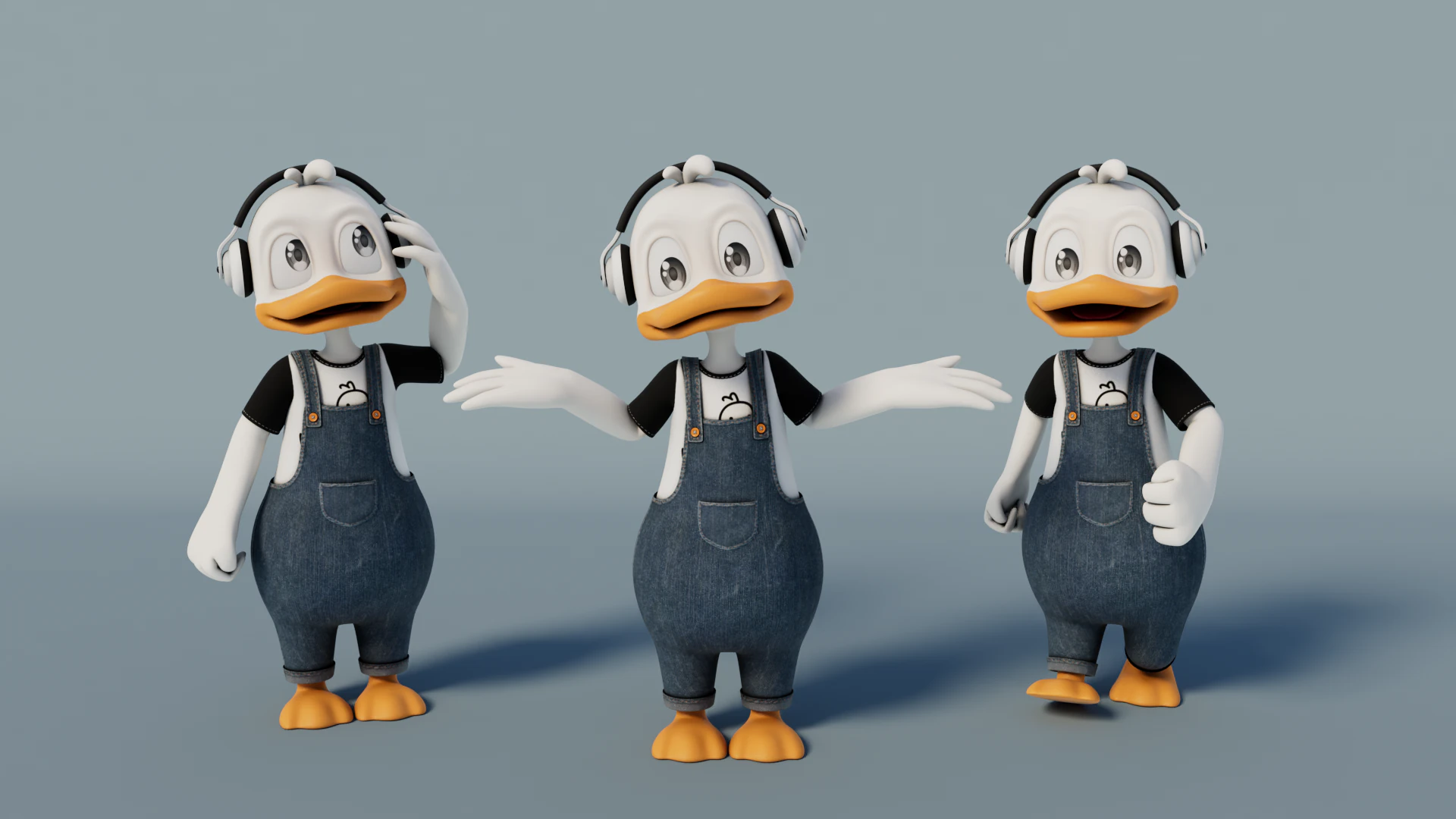 Rigged Cartoon Duck 3D Model .c4d .max .obj .3ds .fbx .stl .blend