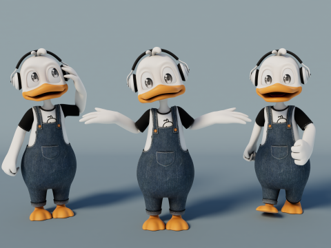 Rigged Cartoon Duck 3D Model