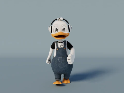 Rigged Cartoon Duck 3D Model