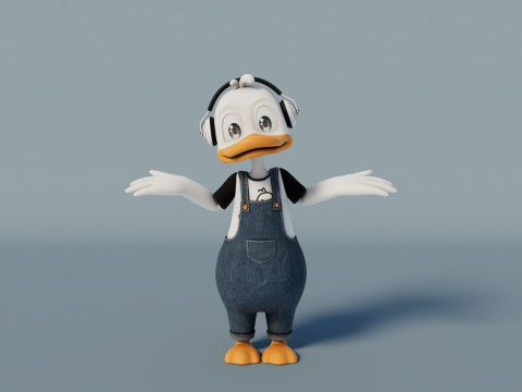 Rigged Cartoon Duck Model 3D