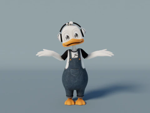 Rigged Cartoon Duck 3D Model