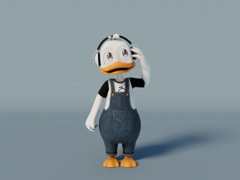 Rigged Cartoon Duck 3D Model