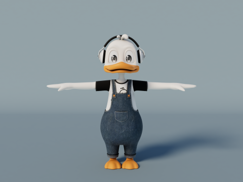 Rigged Cartoon Duck Model 3D