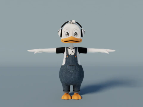 Rigged Cartoon Duck 3D Model