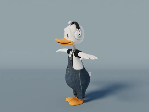 Rigged Cartoon Duck 3D Model