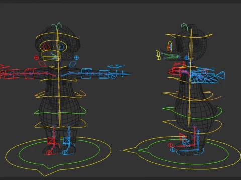 Rigged Cartoon Duck 3D Model
