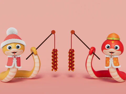 Rigged Cartoon Snake 3D Model