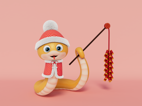 Rigged Cartoon Snake Model 3D