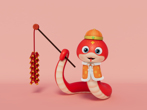 Rigged Cartoon Snake Model 3D