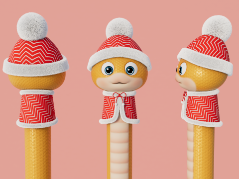 Rigged Cartoon Snake Model 3D