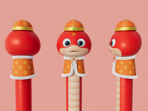 Rigged Cartoon Snake Model 3D