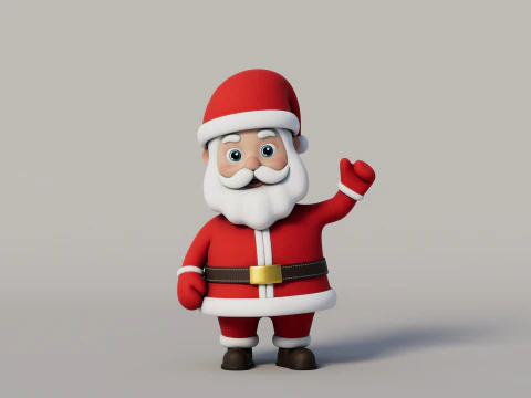 Rigged Cartoon Santa Claus 3D Model