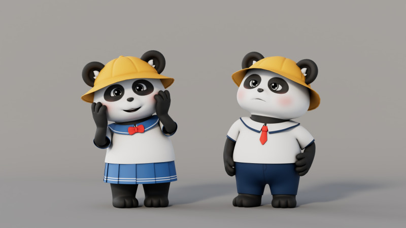 Rigged Cartoon Panda 3D Модель .c4d .max .obj .3ds .fbx .stl .blend 