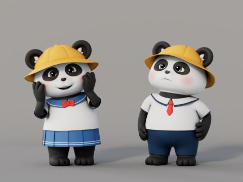Rigged Cartoon Panda 3D-Modell