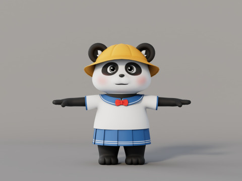 Rigged Cartoon Panda 3D Модель