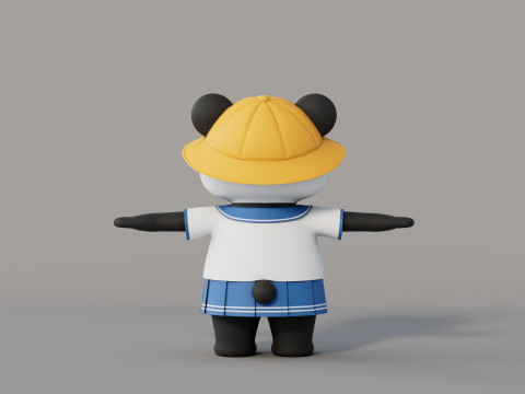 Rigged Cartoon Panda 3D Модель