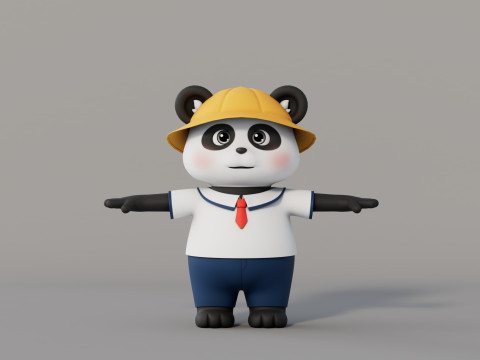 Rigged Cartoon Panda 3D Модель