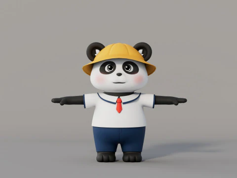 Rigged Cartoon Panda 3D Model