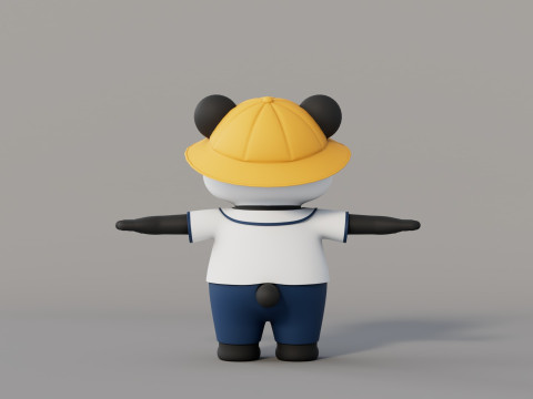 Rigged Cartoon Panda 3D Модель