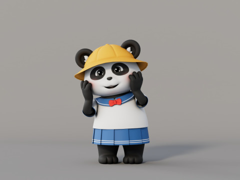 Rigged Cartoon Panda 3D Модель